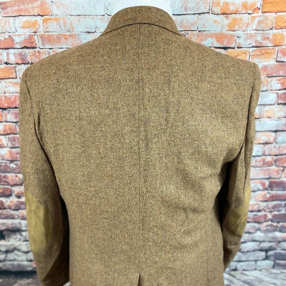 Stafford Brown Tweed Suede Elbow Patches Blazer 44 - Picture 5 of 8